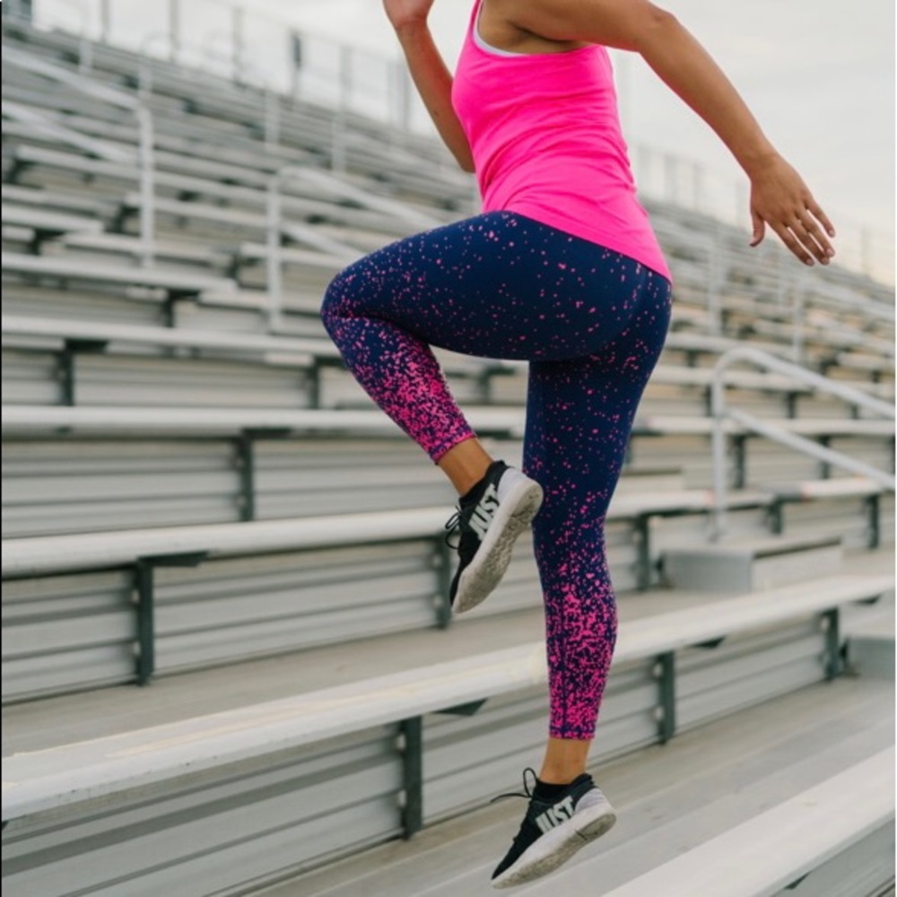 Zyia navy pink splash light n tight hi-rise (6-8)